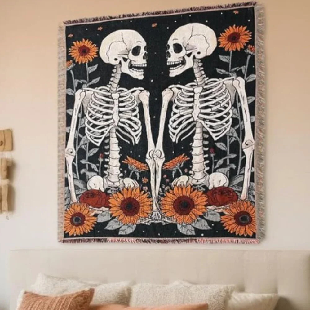 Vintage Skeleton in Love Halloween Blanket Sofa Throw